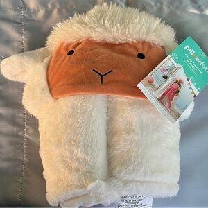 Pillowfort Cream and Orange Plush sheep hooded blanket